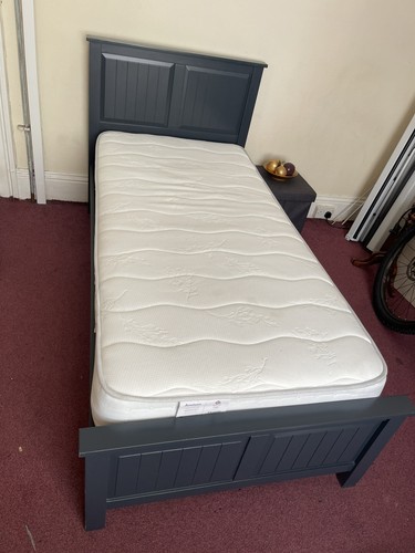 Dreams single grey wooden bed