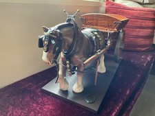 Large Sylvac Pottery Shire Horse, Wooden cart, Harness Needs Repair, 25cm x 64cm