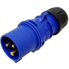 16 Amp 3 Pin 240V Blue Plug Coupler Socket Angled 2P+E 16A IP44 Garo - EU Made