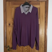 James Pringle Long Sleeve Mock Shirt Pullover LILAC Checked Collar 2XL BNWOT ✅