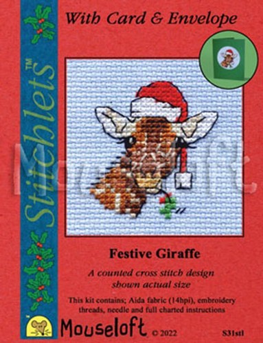 Festive giraffe cross stitch - cross,