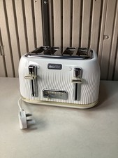 Breville VTT976 Flow 4 Slice Wide Slot  Toaster - White & Gold - Used/Very Clean