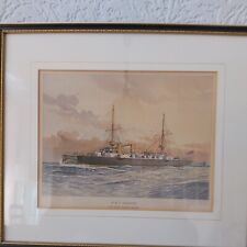 HMS Undaunted 1st Class Cruiser-Belted by W.Fred Mitchell Antique Print