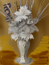 White silver vase with flowers - white,