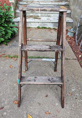 Vintage wooden step ladder - wooden, 2