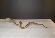 Vintage Brass Snake Desktop Ornament 9.5" Reptile Animal Figurine