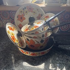 3  X Vintage Judge Enamel Saucepans & Frying pan - Retro 60 70s Kitchenella