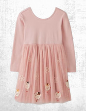 Ex Hanna Andersson Girl’s Embroidered Tulle Dress in Dancing Snowflakes RRP £58