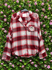 Abercrombie & Fitch red and white check long sleeve pyjama top Size M new