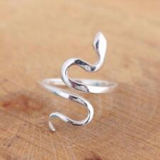 Snake Design Plain 925 Sterling Silver Ring Jewellery Slightly Adjustable