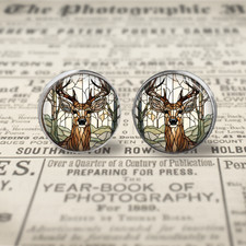 Stained glass deer cufflinks, various colours, gift for men, birthday gift