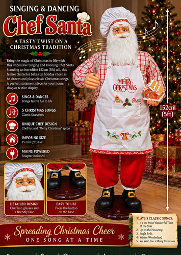 Singing dancing chef santa - &,