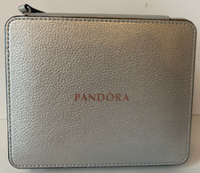 Pandora Silver Zippered Travel Jewelry Organizer Case Box & Removable Ring Case