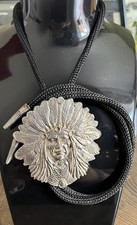 Vintage Apache Indian Chief Bolo Tie - Western Attire