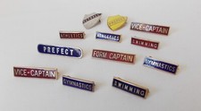 12 VINTAGE ENAMEL UNIVERSITY SCHOOL BADGES PREFECT SPORTS TEAM CAPTAIN FATTORINI