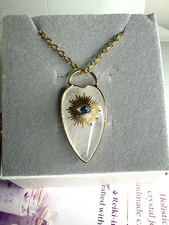 Clear quartz evil eye pendant - evil,
