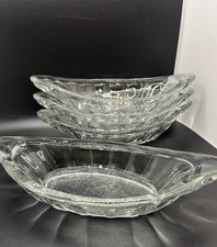 Set of 4 Vintage Pressed Glass Banana Split Dishes – Dessert Bowls 23 cm Retro