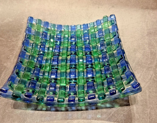 Studio art glass square dish - studio,