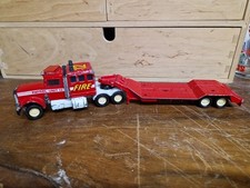 Vintage Matchbox Superkings Peterbilt Fire Low Loader In Playworn Condition