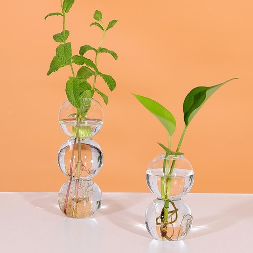 Glass tube vase wooden - tube,