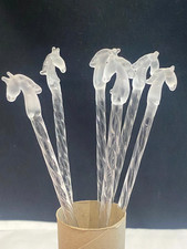 6 OPAQUE GLASS HORSE COCKTAIL