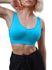 New Women Sports Non Padded Bra Seamless Bra Leisure Crop Top Vest Comfy UK