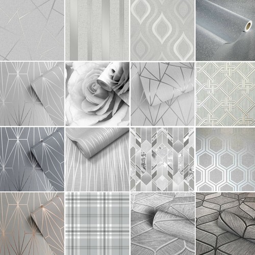Silver grey wallpaper plain - silver,
