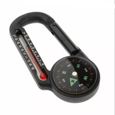 Compass Carabiner Thermometer 3 in 1 Outdoor Hiking Bushcraft Survival KeyRing -