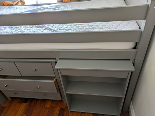 Grey single wooden - bunk, bed