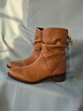 New Dune London Pagers  Heeled Tan Soft Leather Ankle Ruched Boots UK 5 EU38 New