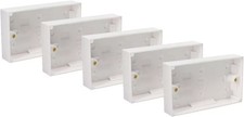 5 x Surface Mounted 35mm Back Box Wall Pattress Double 2 Gang Electrical Socket