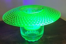 Art Deco Uranium Glass Posy Bowl/Frog Holder with Stem By Jobling-679