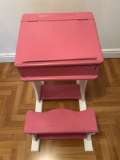 Child’s Vintage Wooden Desk With Chair