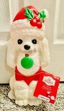 Holiday Time Poodle Dog Santa Christmas Tabletop Light Up 11” Blow Mold