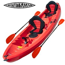 2 Man Double Sit on Top Kayak 2 +1 Family 2 Person Tandem Red Fishing Paddle