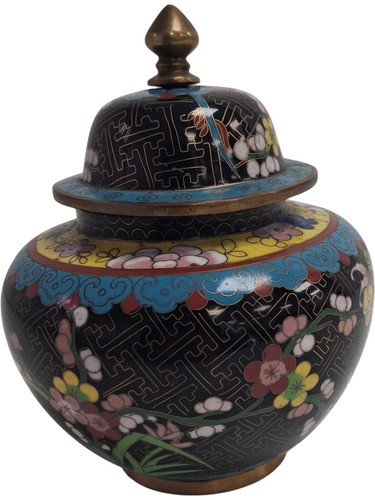 Cloisonné lidded vase - lidded,