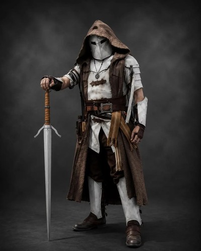 Medieval knight white barbute - medieval,