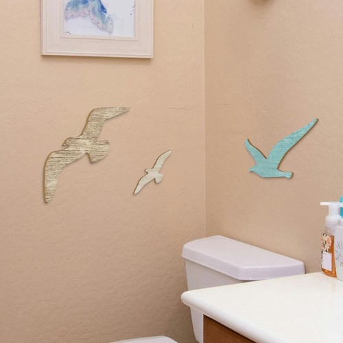 3pcs wooden seagull wall - 3pcs,