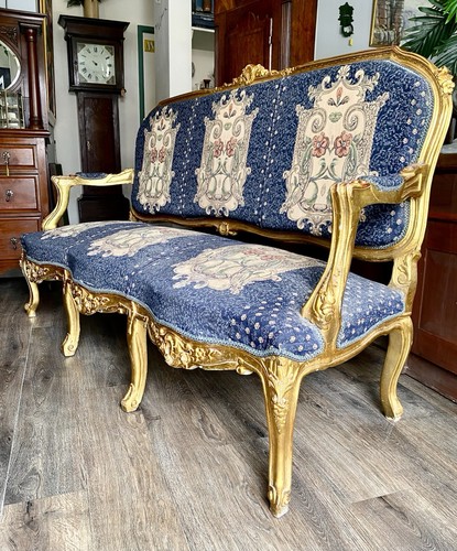 Gilt wood french settee in - wood, settee,