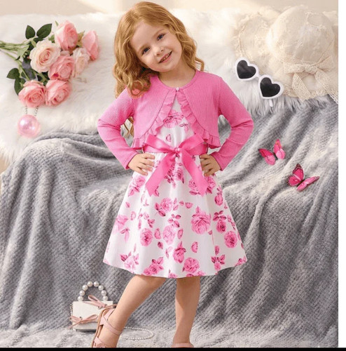 Girls pink floral skirt - floral, vest