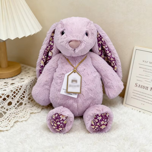 Pink floral rabbit - floral,