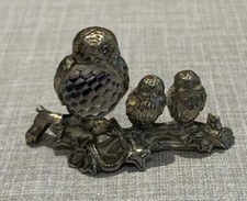 Pewter Vintage Owls Sitting On
