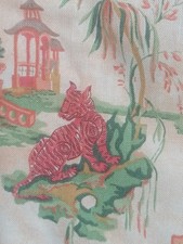 Tiger Temple new vintage fabric Chinoiserie 5.9 yards 1996 Nouveau