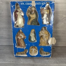Vintage Christmas Nativity Set Porcelain Jesus 3 Kings Mary Joseph  - 9 Piece
