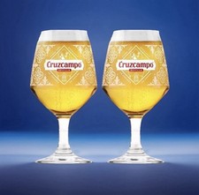 2X Cruzcampo Pint Glass Brand New Man Cave Home Bar