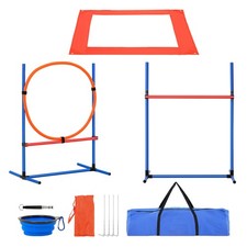 Uimoso Dog Agility Training Equipment 4 PCS Set with Hurdles Jump Ring Pause Box