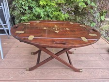 Vintage 1950s Anglo Indian Rosewood & Brass Inlay Butlers Table, VGC. Del Poss.