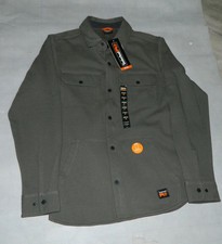 NWT Timberland Pro Mens Mill River Shirt Jacket Snap Button Pewter Gray Sz M
