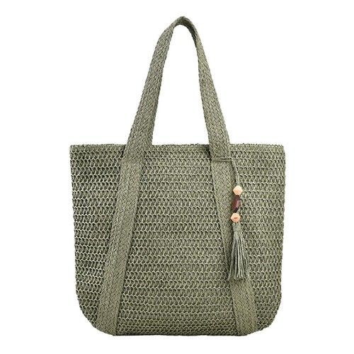 Women handwoven straw tote - straw,