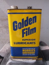 VINTAGE  MORRIS'S SHREWSBURY,  GOLDEN FILM LUBRICANTS OIL GALLON CAN